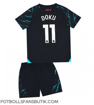 Manchester City Jeremy Doku #11 Replika Tredje Tröja Barn 2023-24 Kortärmad (+ Korta byxor)